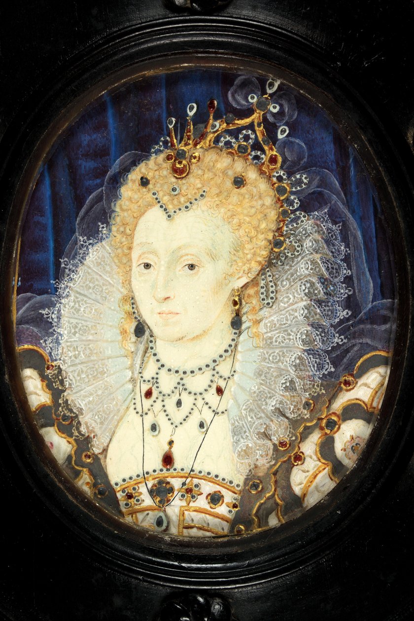 Dronning Elizabeth I, ca. 1590 (wc på vellum) af Nicholas Hilliard