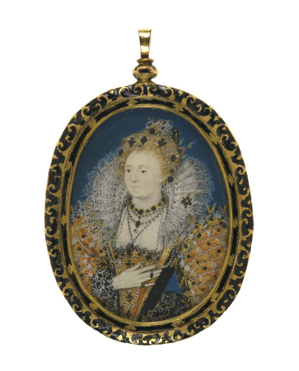 Dronning Elizabeth I, ca. 1595-1600 (gouache på vellum på kort) af Nicholas Hilliard