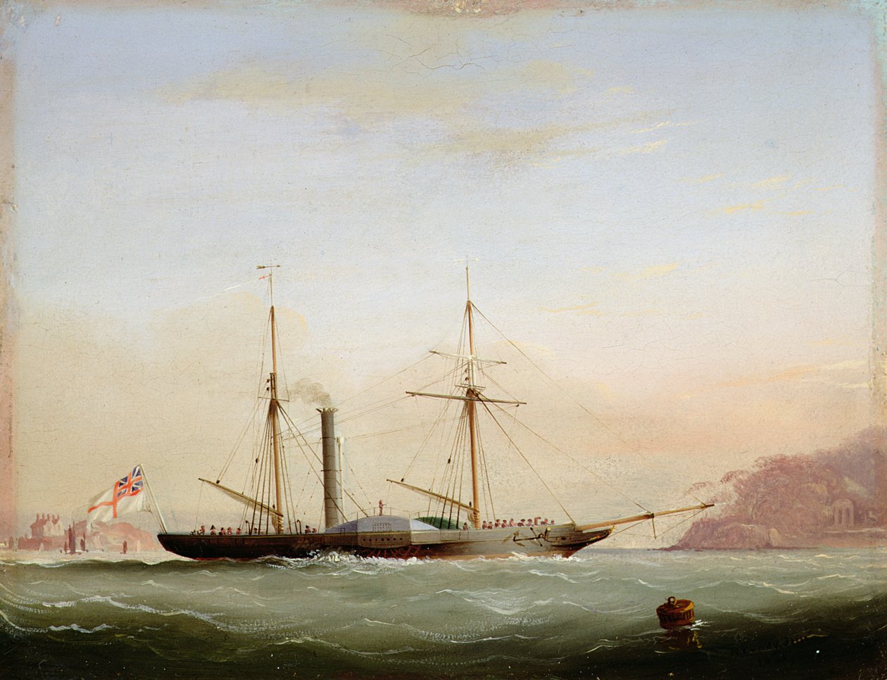 Paddle Steamer i Plymouth Sound ud for Mount Edgecombe, 1841 af Nicholas Matthews Condy