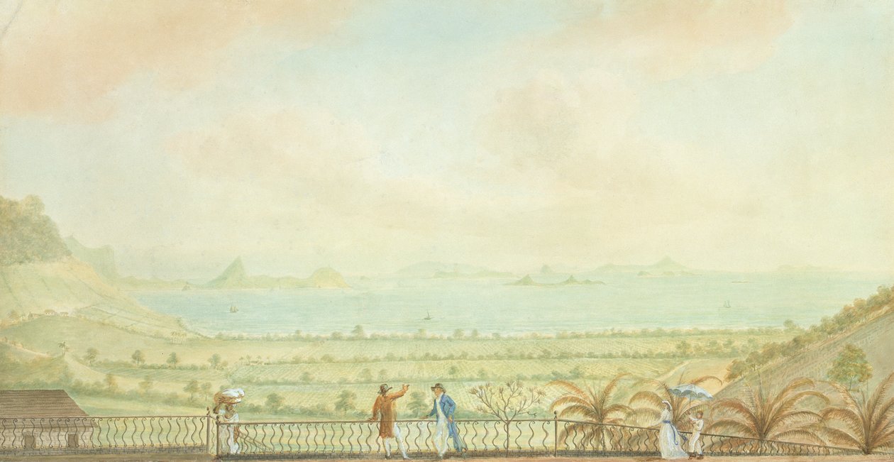 Udsigt i de små Antiller, ca. 1785 (wc og kropsfarve på papir) af Nicholas Pocock