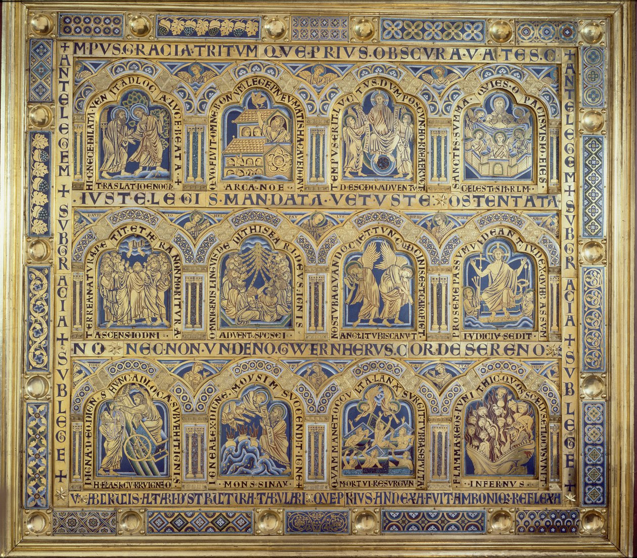 Verdun-alteret, der viser bibelske scener, 1181 (champleve-emaljeværk) (højre panel) (for andre paneler, se 146819-821, 146823) af Nicholas of Verdun