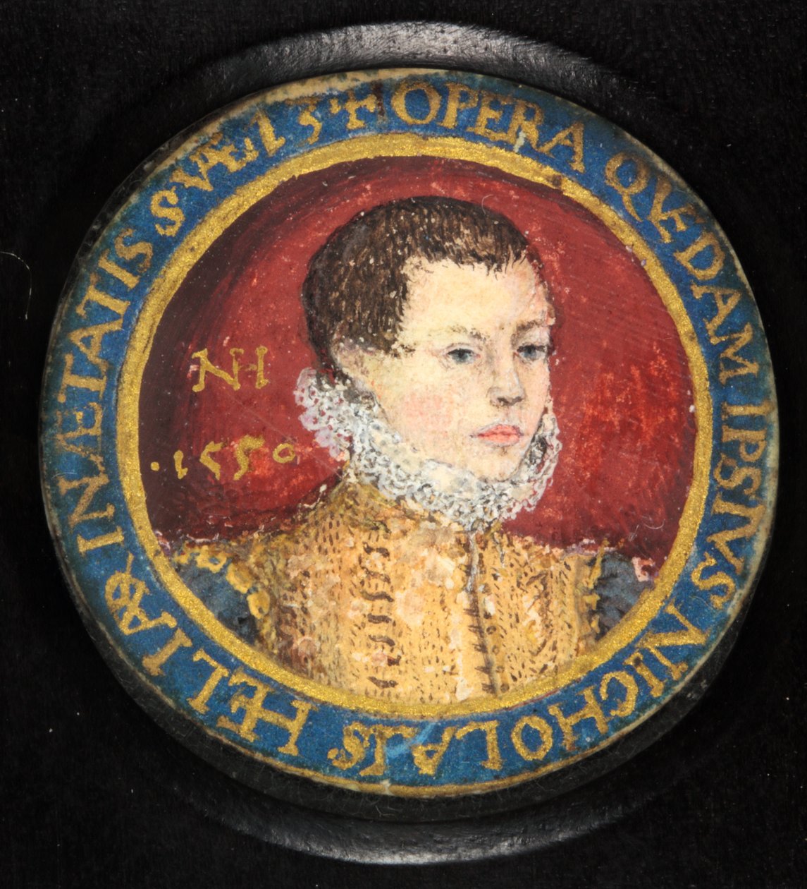 Nicholas Hilliard, selvportræt på 13 år (akvarel på vellum) af Nicholas (attr.to) Hilliard