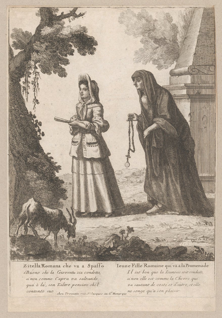 Ung romersk pige på tur, 1648-1700., 1648-1700. af Nicholas Boucquet
