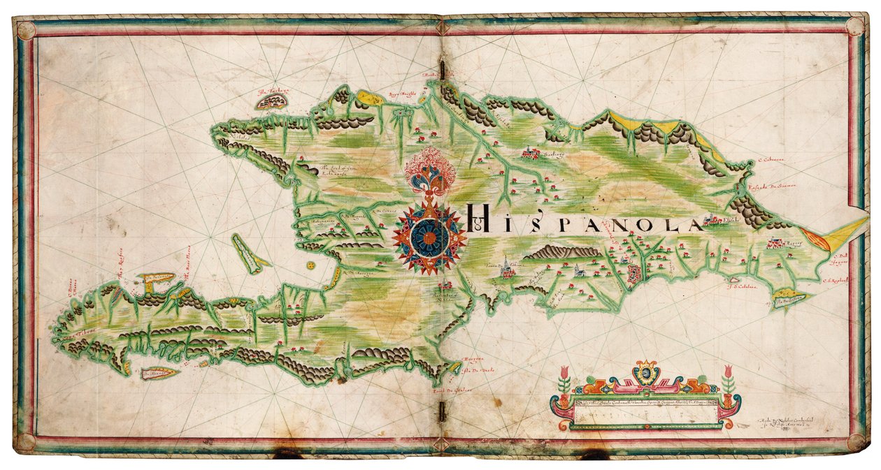 Kort over Hispaniola af Nicholas Comberford