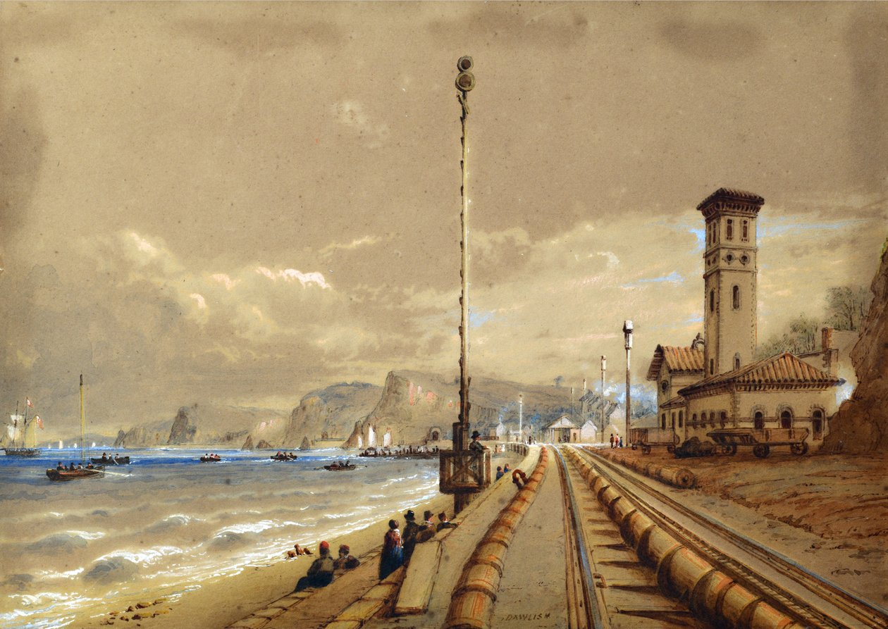 Atmospheric Railway at Dawlish, ca. 1850 (akvarel på papir) af Nicholas Condy