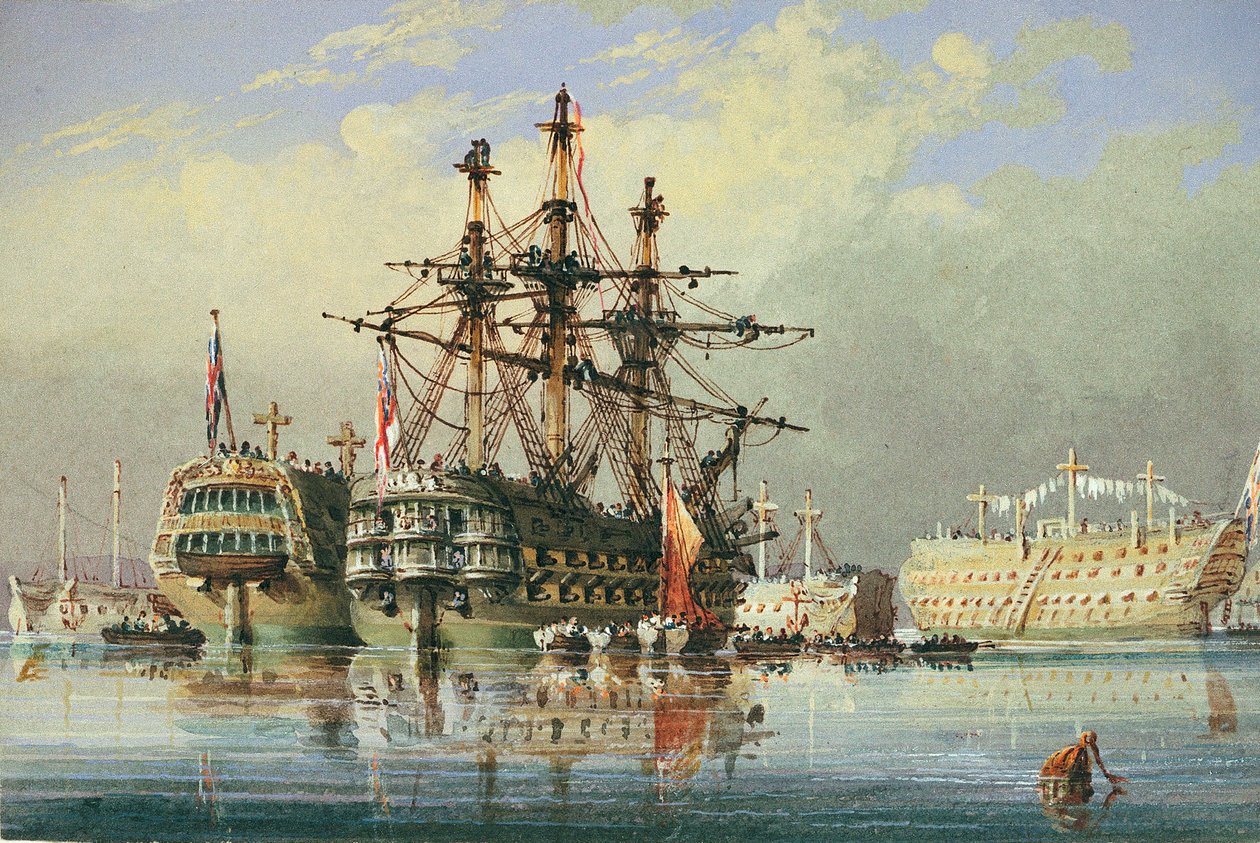 Skibe i ordinær drift ved Devonport, ca. 1850 (akvarel) af Nicholas Condy