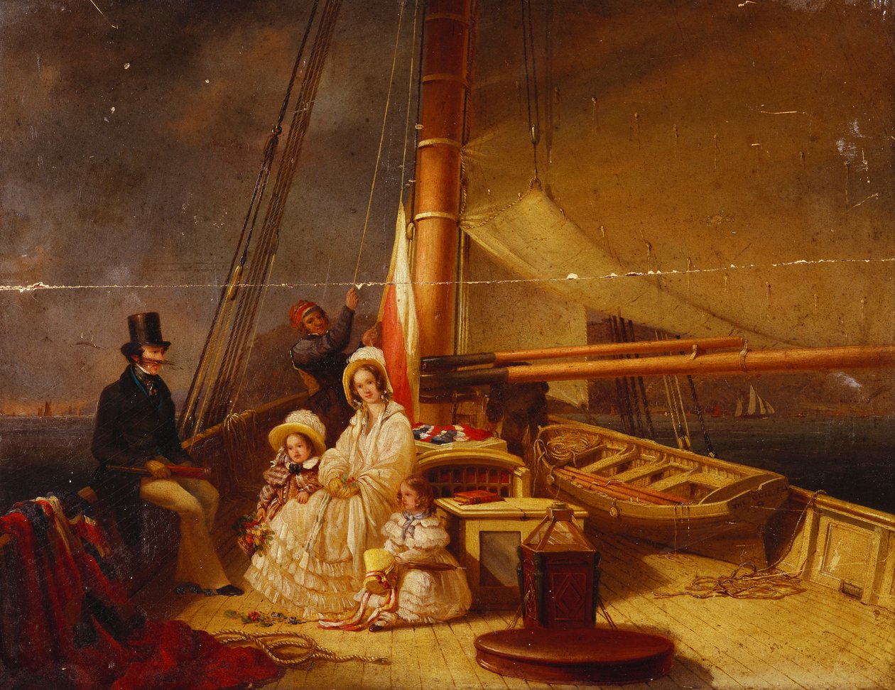 Yachten "The Guernsey" med sin ejer og hans familie og besætning ombord af Nicholas Condy