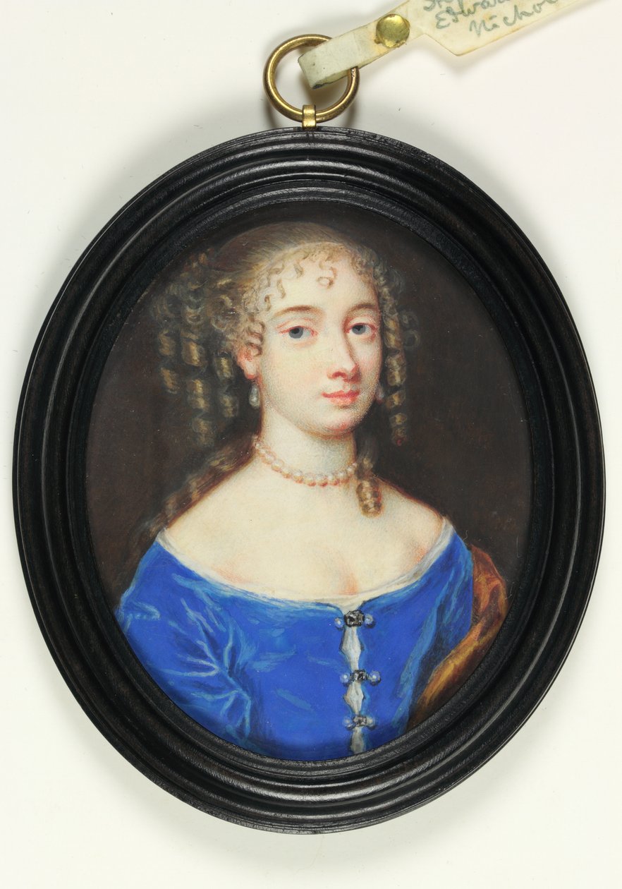 En dame kaldet Abigail Stephens, Lady Harley (akvarel på vellum) af Nicholas Dixon
