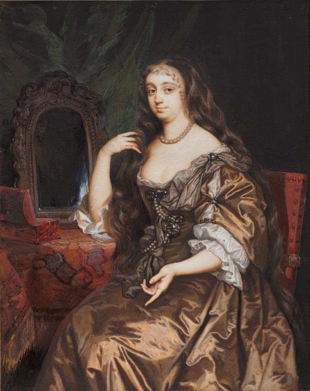 Portræt af Anne Hyde, hertuginde af York, ca. 1662 (akvarel på pergament) af Nicholas Dixon