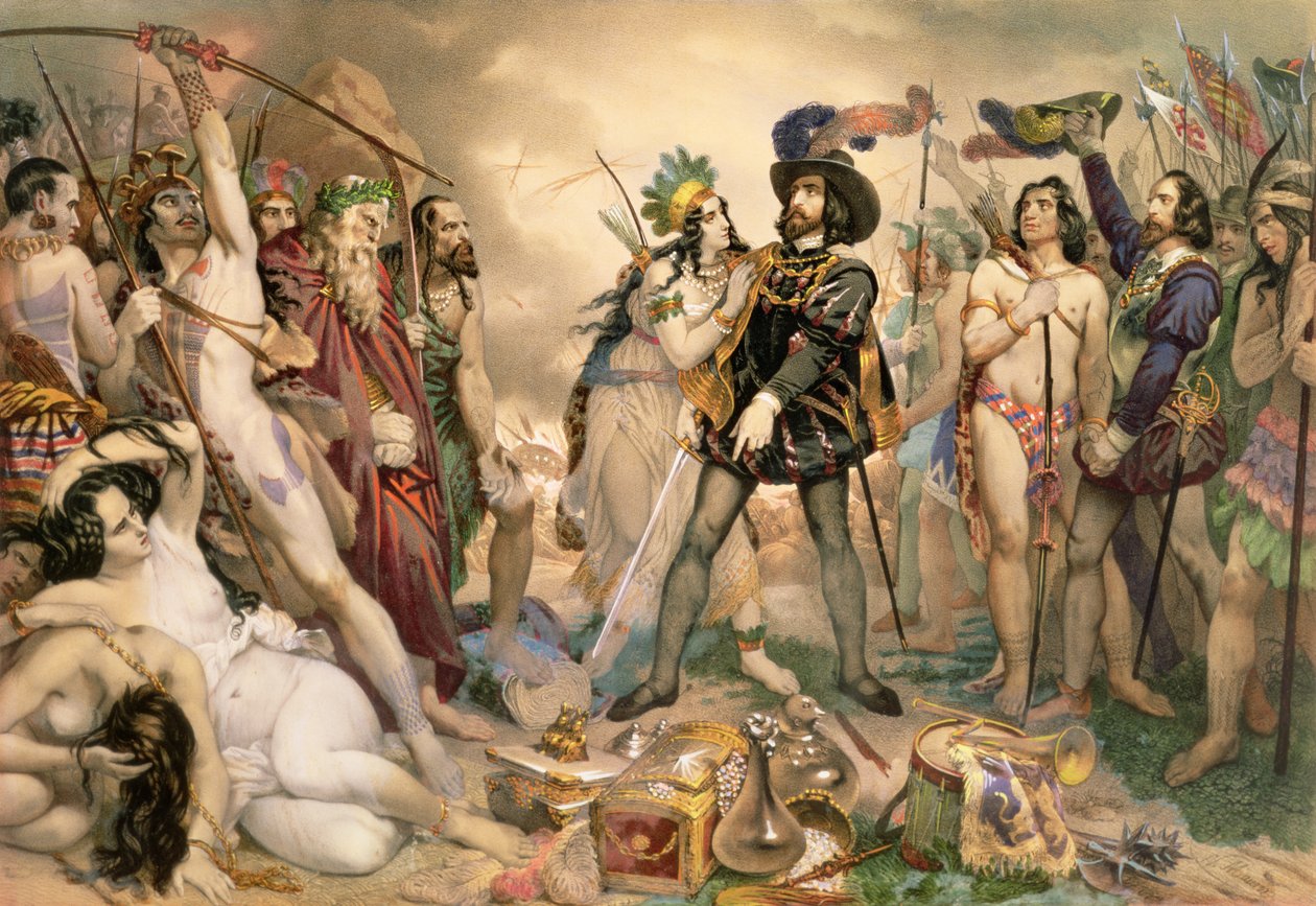 Erobring af Mexico: Hernando Cortes ødelægger sin flåde ved Vera Cruz, 1519 af Nicholas Eustache Maurin