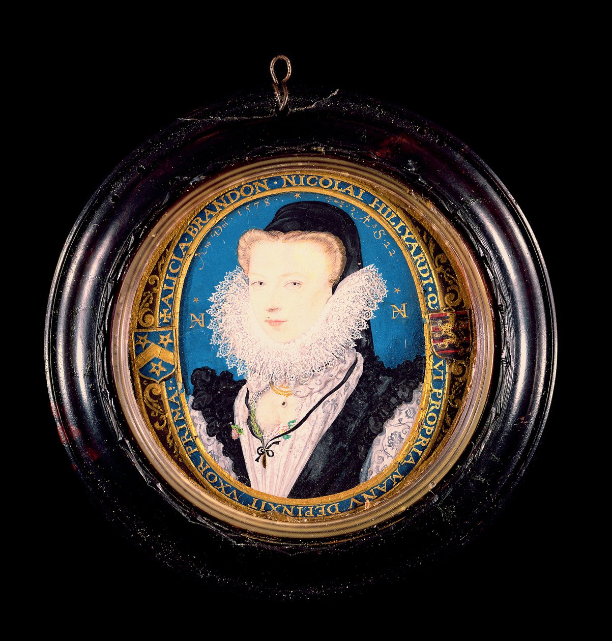 Alice Brandon, Mrs Hilliard, 1578 (wc på vellum) af Nicholas Hilliard