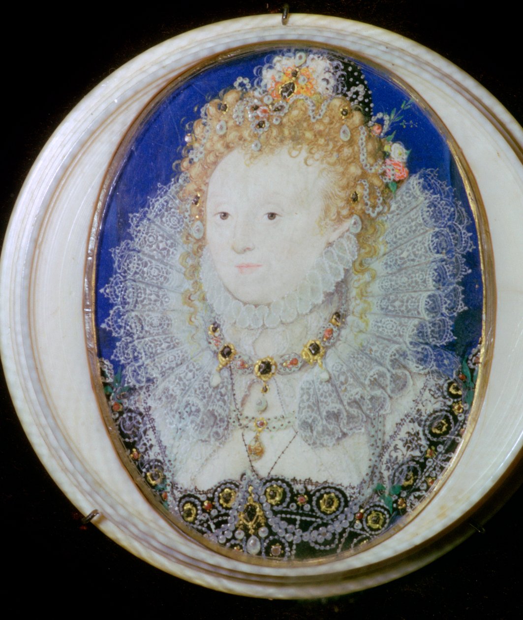 Moderne miniatureportræt af Elizabeth I af England af Nicholas Hilliard
