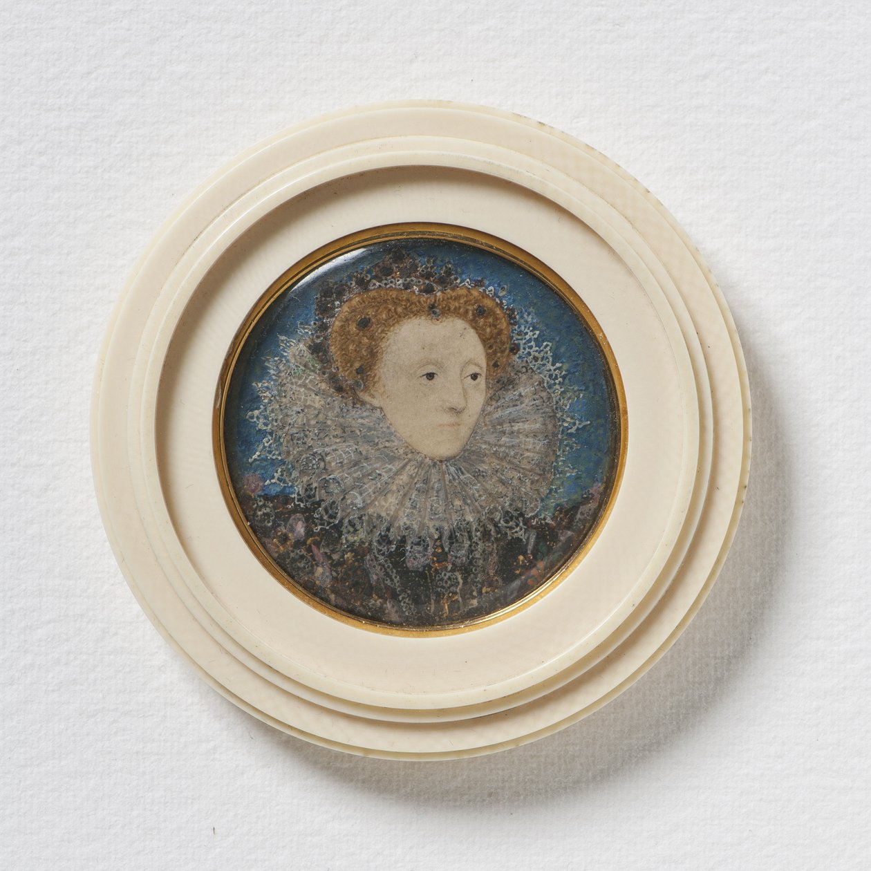 Elizabeth I, dronning af England, ca. 1586-87 (w/c på vellum) af Nicholas Hilliard