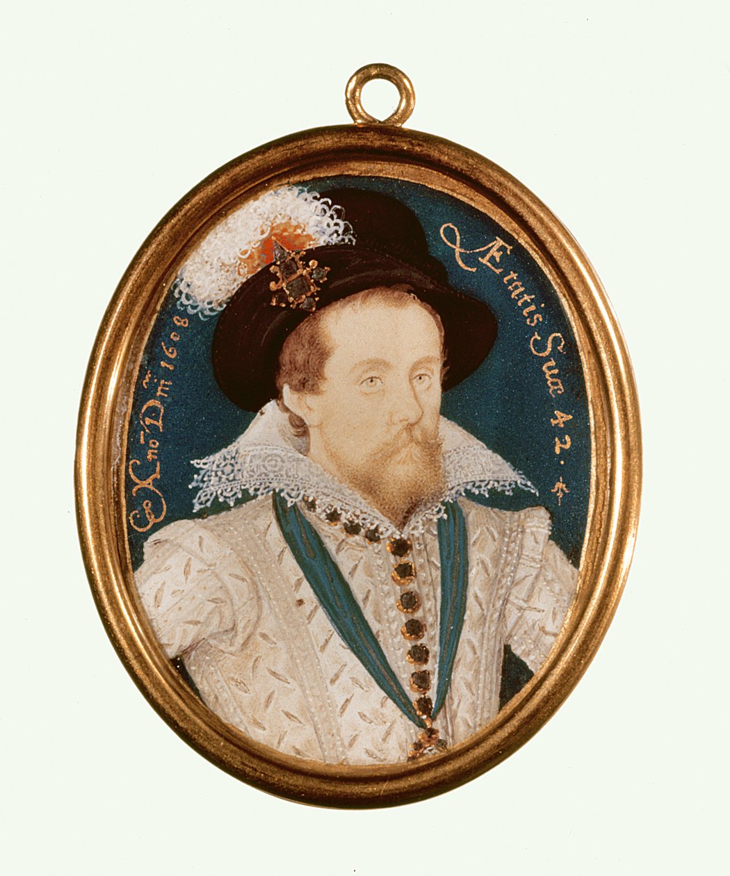 King James I (akvarel på vellum) af Nicholas Hilliard