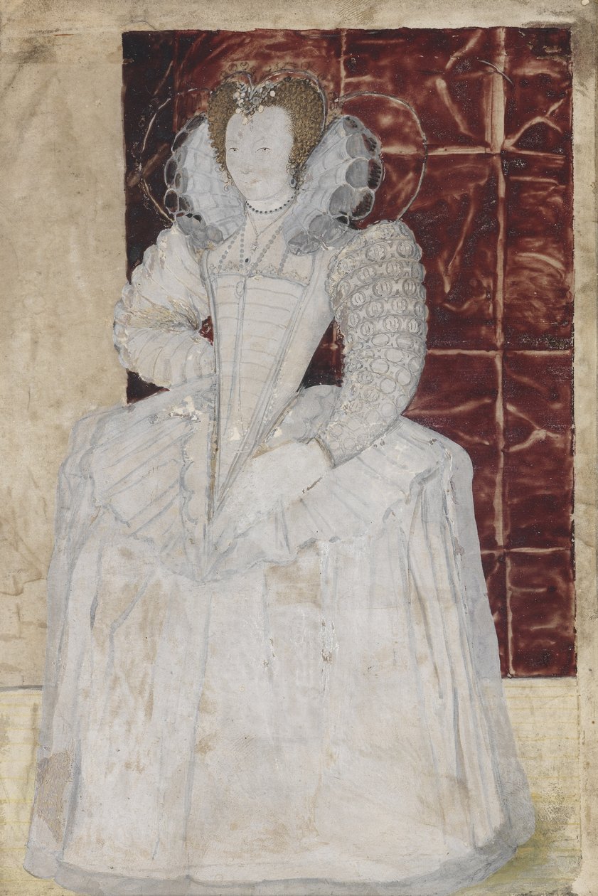 PD.209-1961 Portræt af en ukendt dame, ca. 1595 (wc på vellum) af Nicholas Hilliard