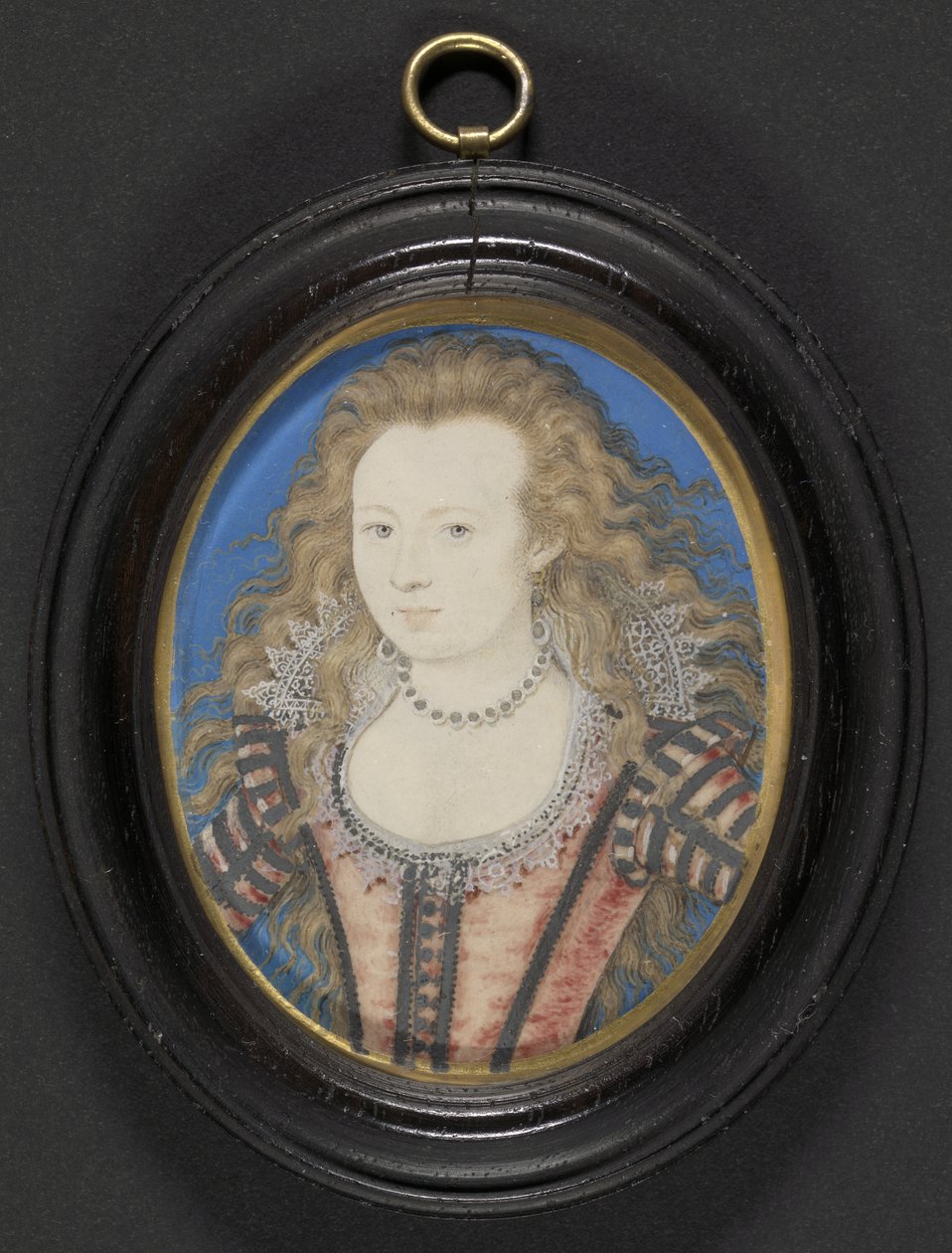 Portrait of a Lady, ca. 1605-10 (gouache en vellum lagt på kort) af Nicholas Hilliard