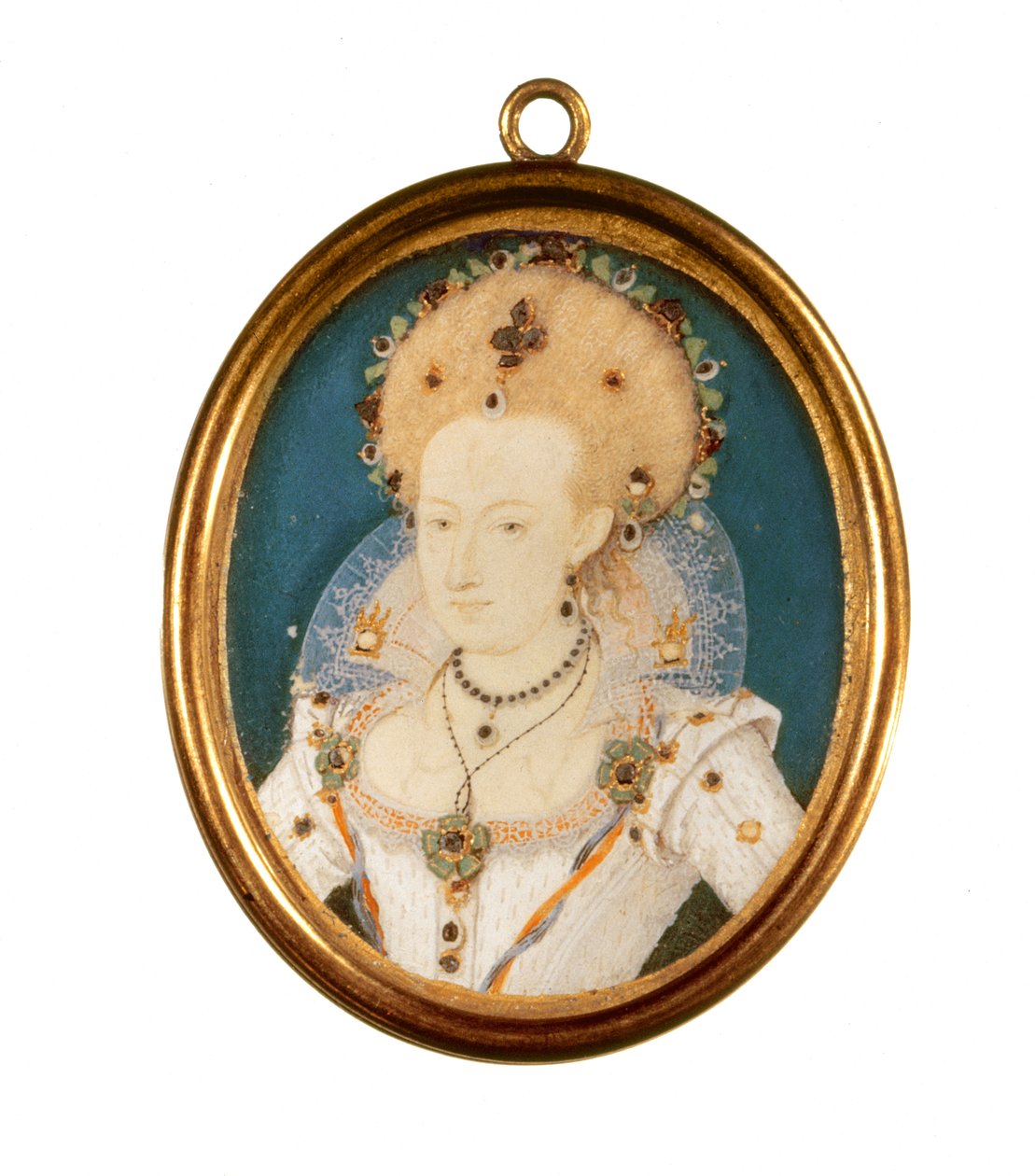 Dronning Anne af Danmark (akvarel på vellum) af Nicholas Hilliard