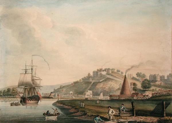 Clifton fra floden Avon (akvarel på papir) af Nicholas Pocock