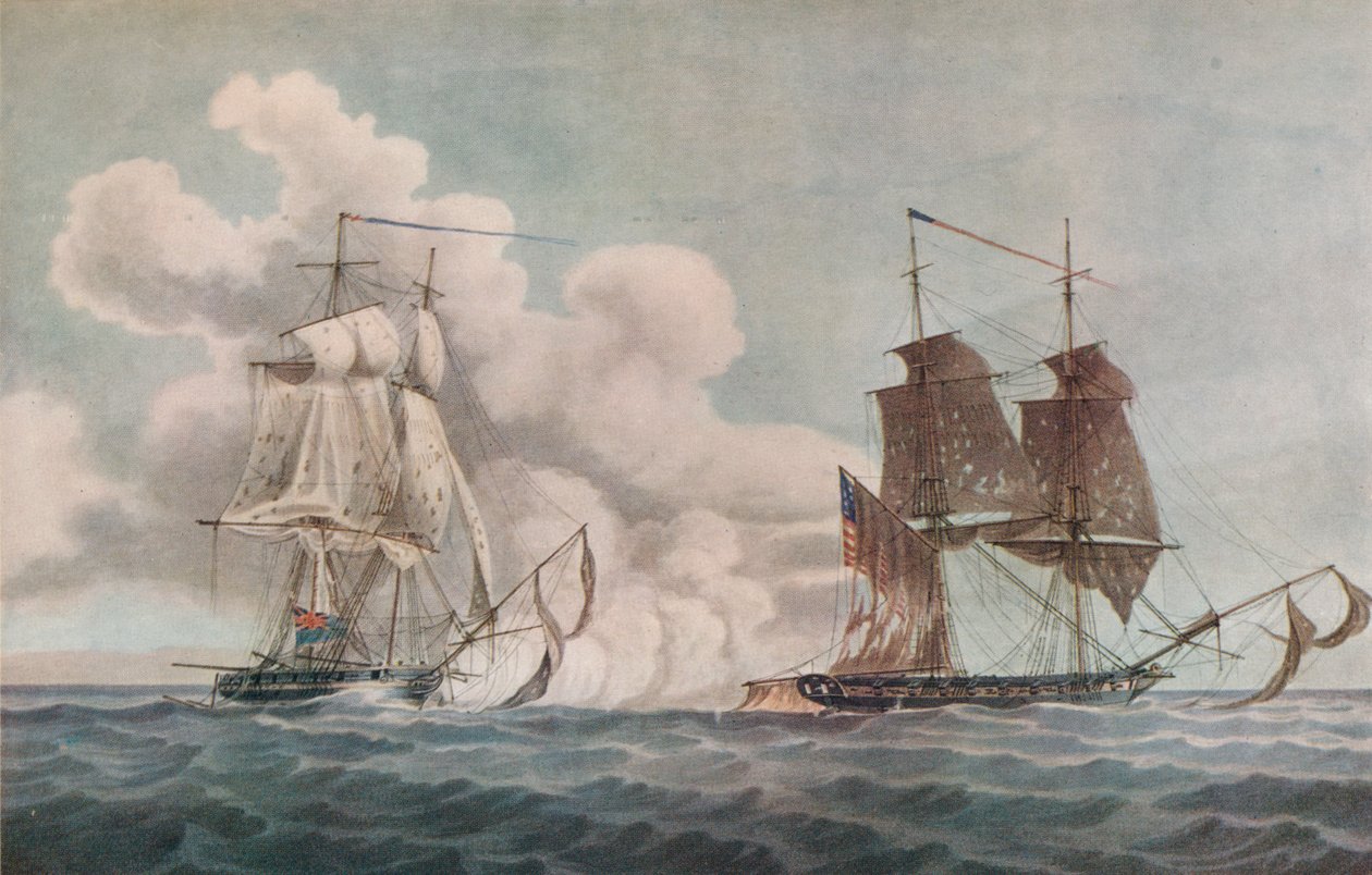 Pakkebåd og kaper, c1819 af Nicholas Pocock