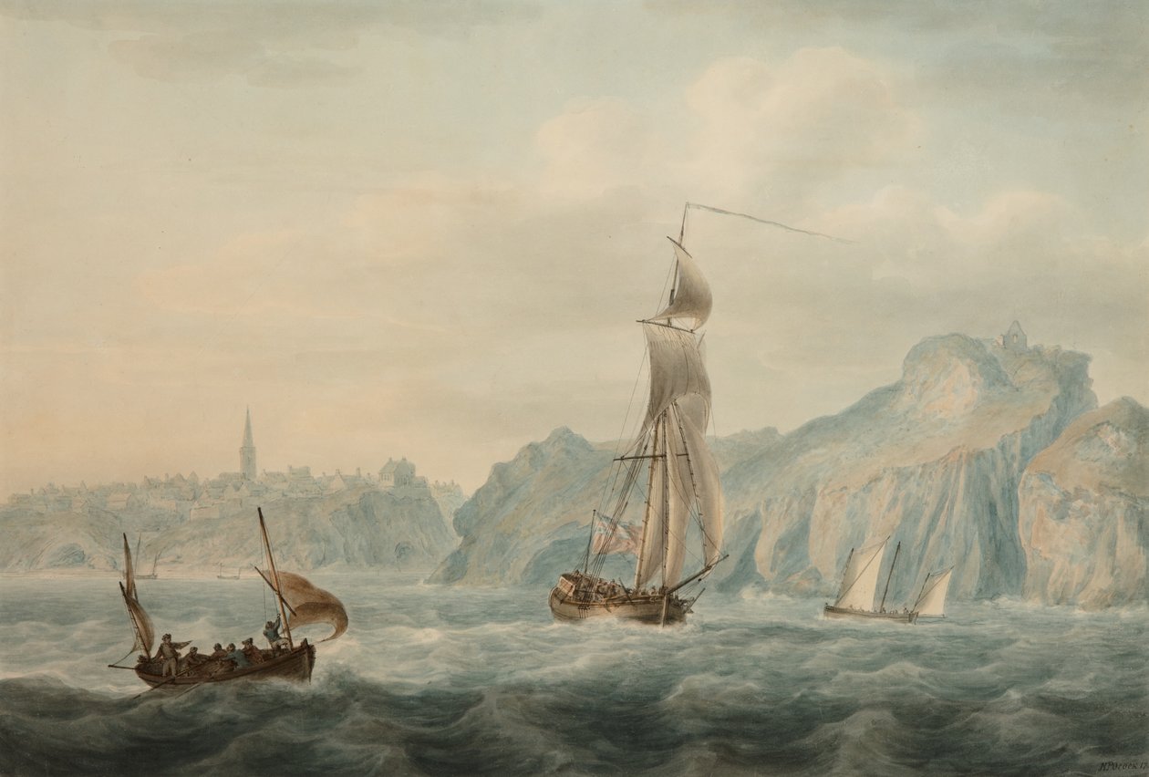 Port of Tenby (akvarel på papir) af Nicholas Pocock
