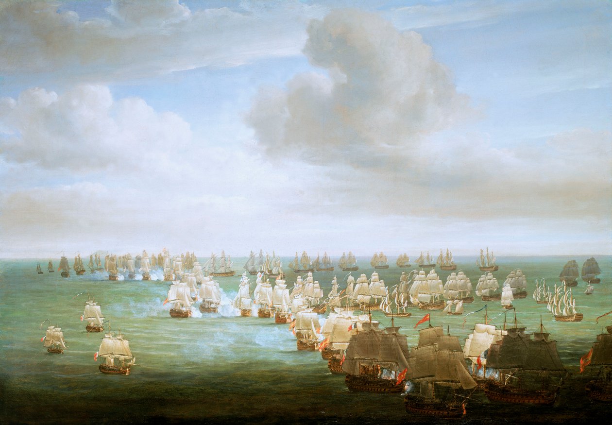Slaget ved Trafalgar, 21. oktober 1805, kampens begyndelse, ca. 1808 (olie på lærred) af Nicholas Pocock
