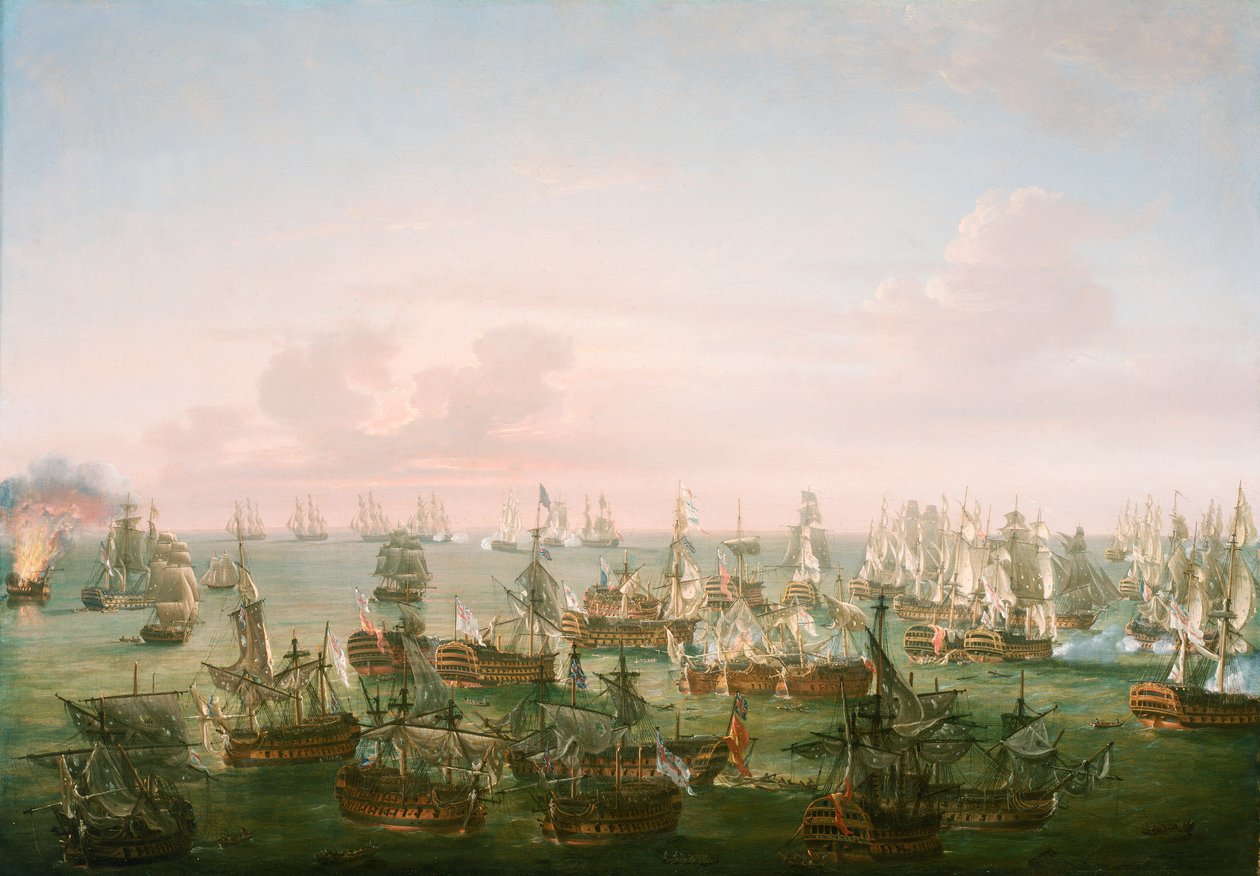 Slaget ved Trafalgar, 21. oktober 1805, kampens afslutning, ca. 1808 (olie på lærred) af Nicholas Pocock