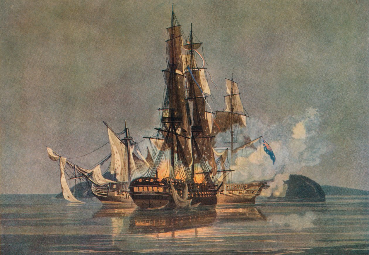 Den sidste fransk-britiske fregataktion, c1815 af Nicholas Pocock