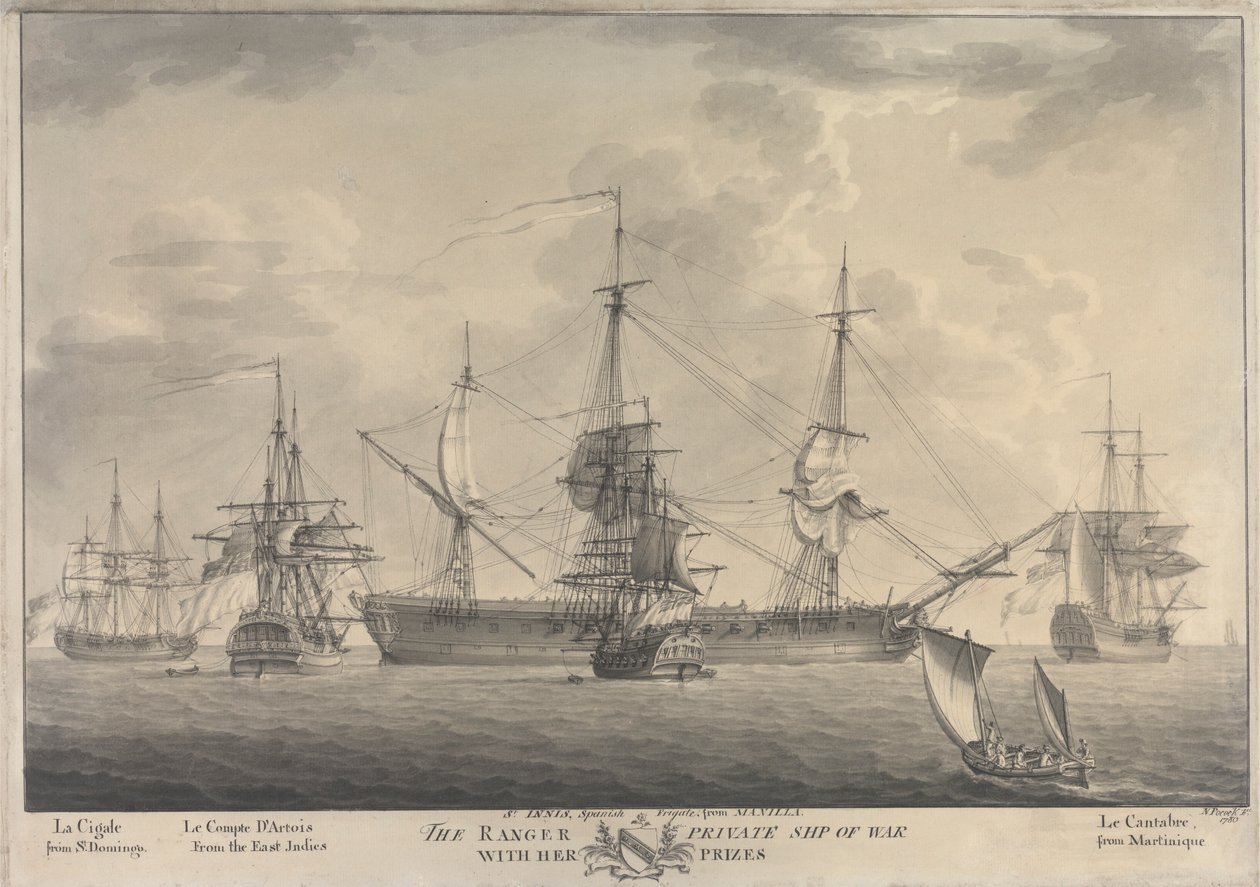 The Ranger, Private Ship of War, med sine priser af Nicholas Pocock
