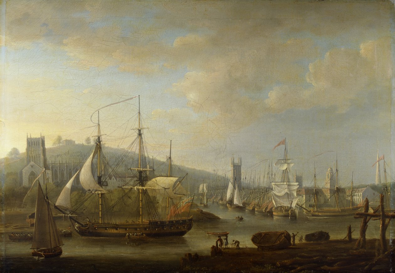 Udsigt over Bristol Harbour, der viser katedralen af Nicholas Pocock