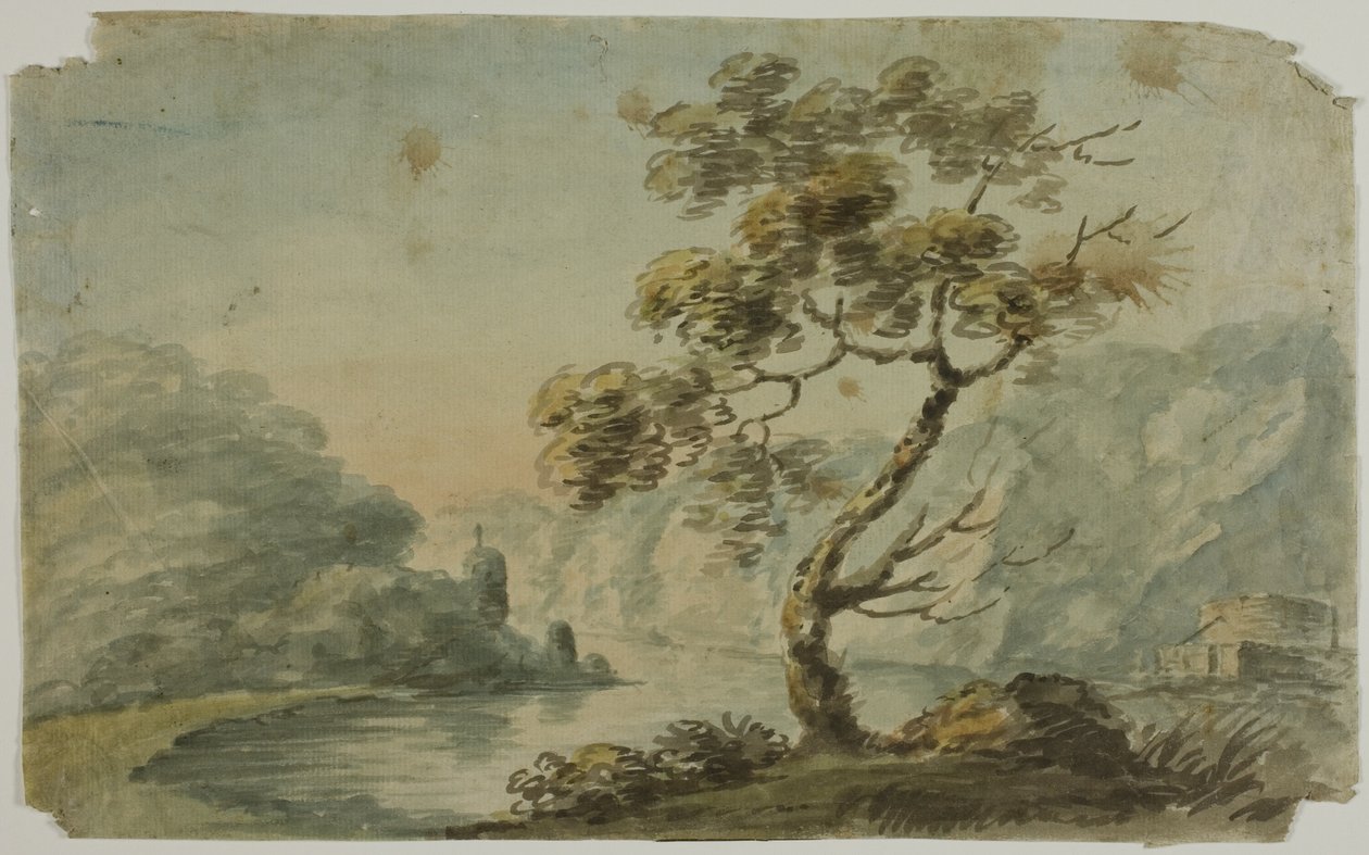 Vindblæst landskab af Nicholas Pocock