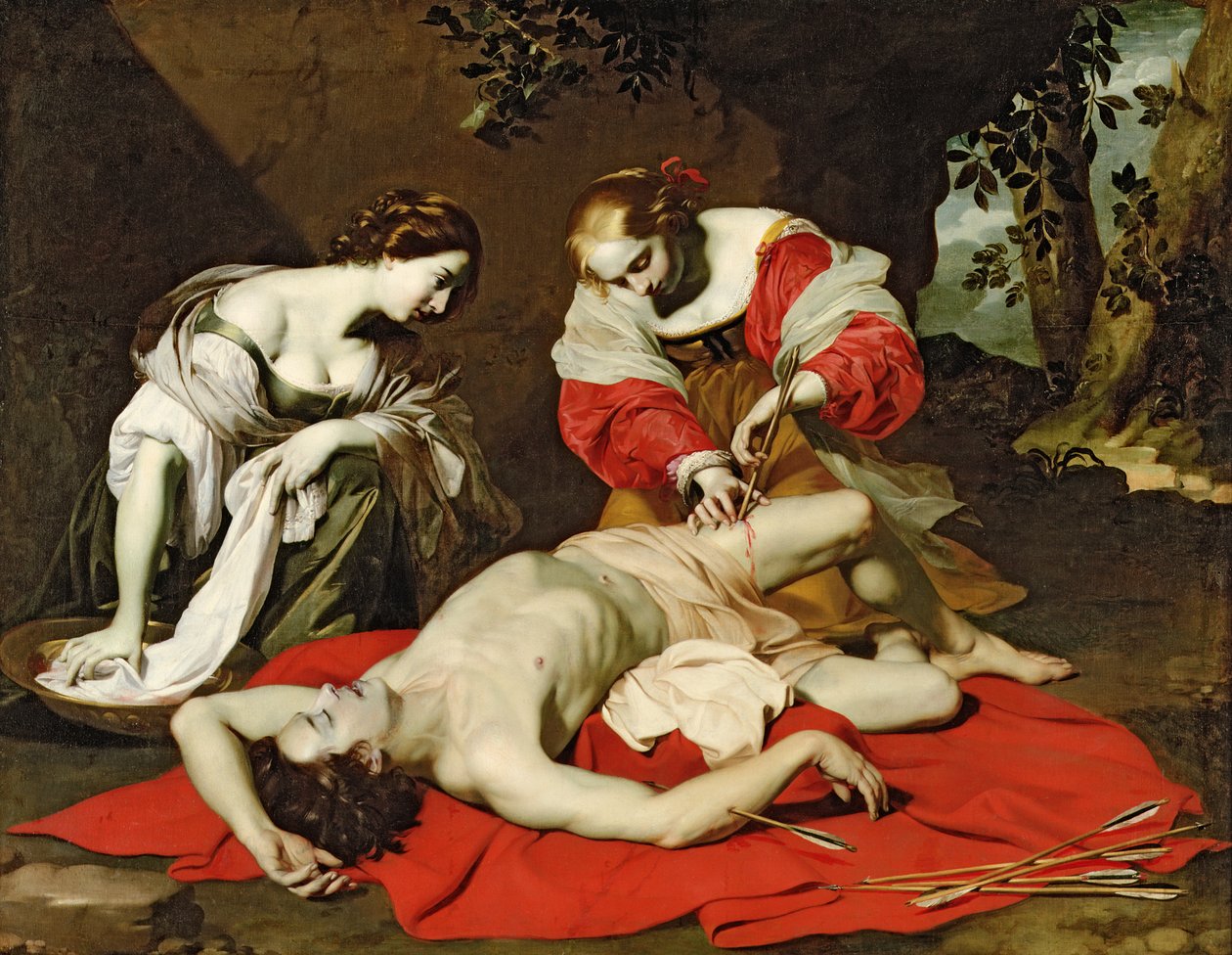 Sankt Sebastian plejes af den hellige Irene af Nicholas Renieri