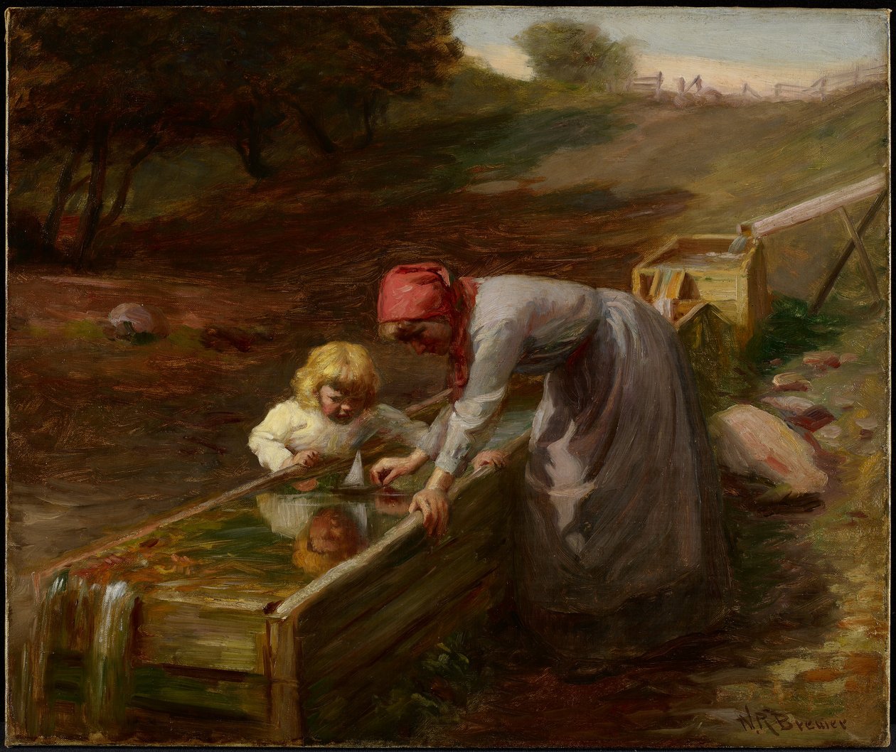 Ved foråret, ca. 1895 (olie på lærred) af Nicholas Richard Brewer