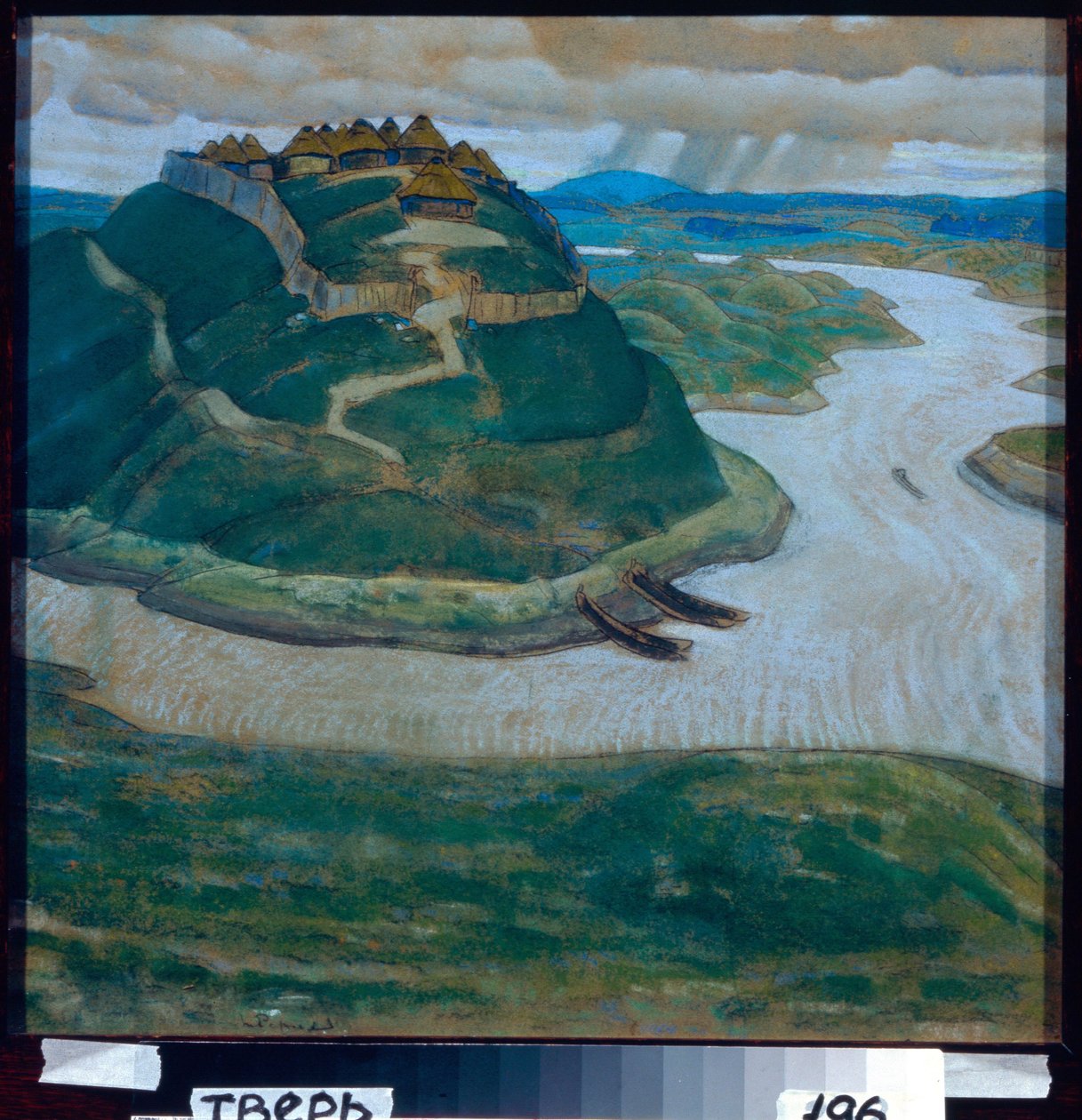Tidligere befæstet slavisk lejr. Værk af Nicolas (Nicholas) Roerich (1874-1947), pastel på pap. Russisk kunst, 20. århundrede, symbolik. Regional Art Gallery, Tver. af Nicholas Roerich