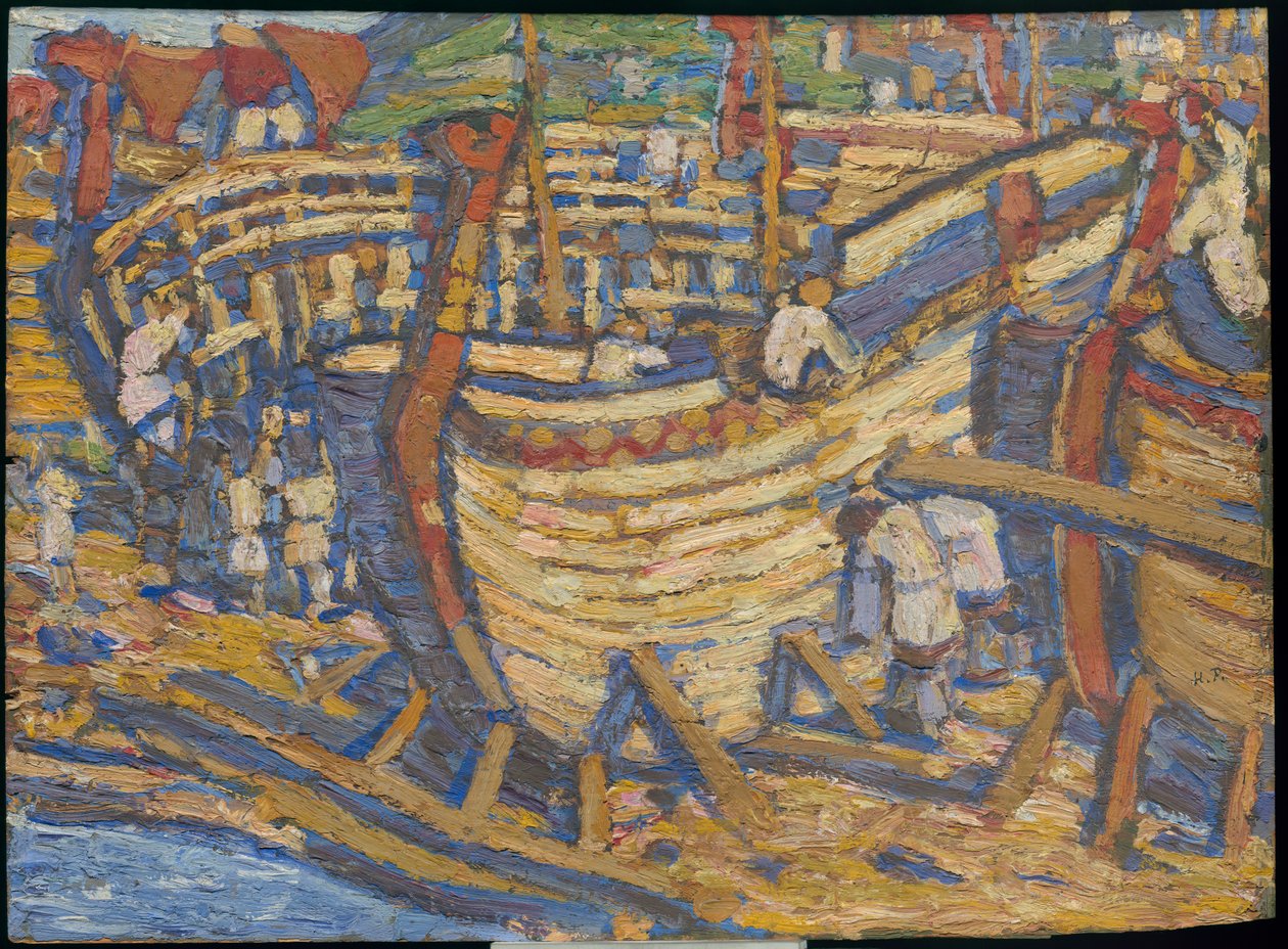 At bygge skibene. Skitse til maleriet af samme titel, 1903 af Nicholas Roerich