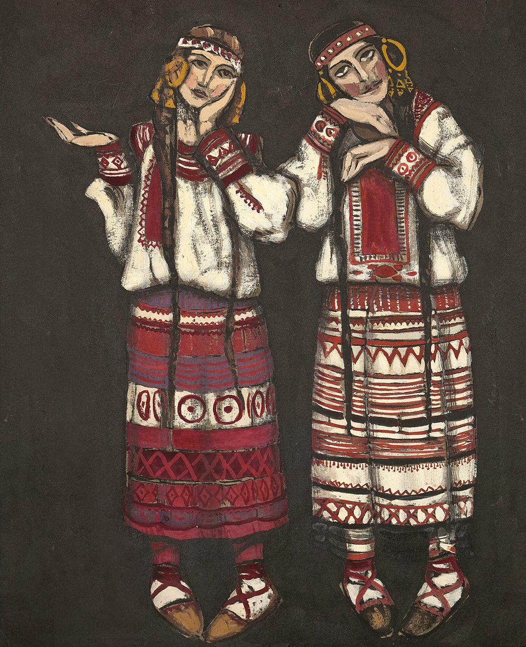 Kostumedesign til balletten The Rite of Spring Le Sacre du Printemps af I. Stravinski, 1930 af Nikolai Konstantinowitsch Roerich