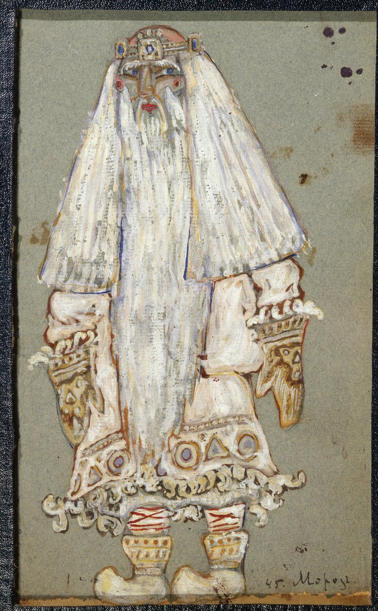 Ded Moroz (bedstefar Frost, julemanden). Kostumeprojekt til stykket The Snow Maiden af ​​Alexandre Ostrovski (1823-1886). Værk af Nicholas Roerich (1874-1947), tempera på papir af Nicholas Roerich