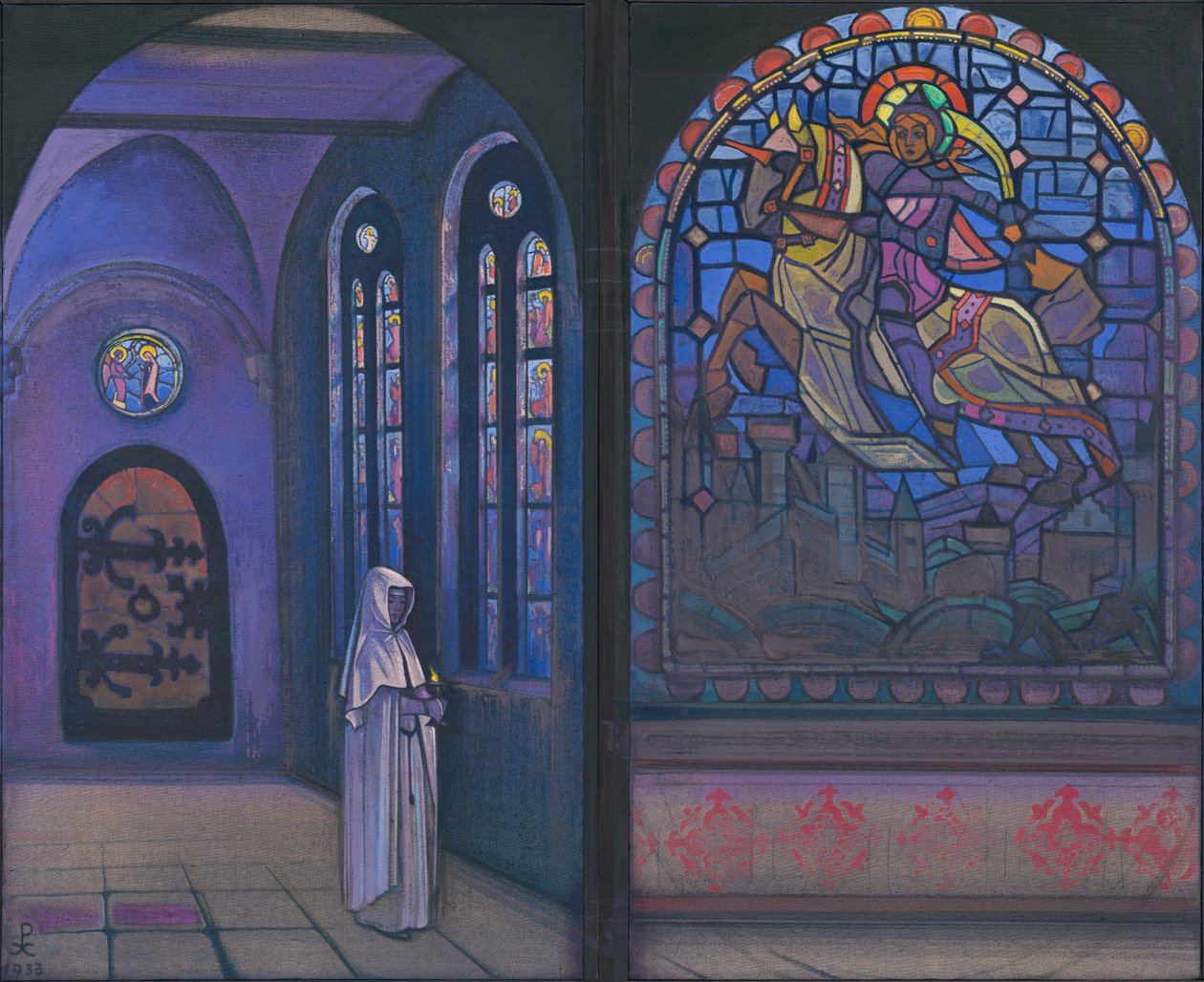 Ære til helten, diptykon, 1933 af Nicholas Roerich