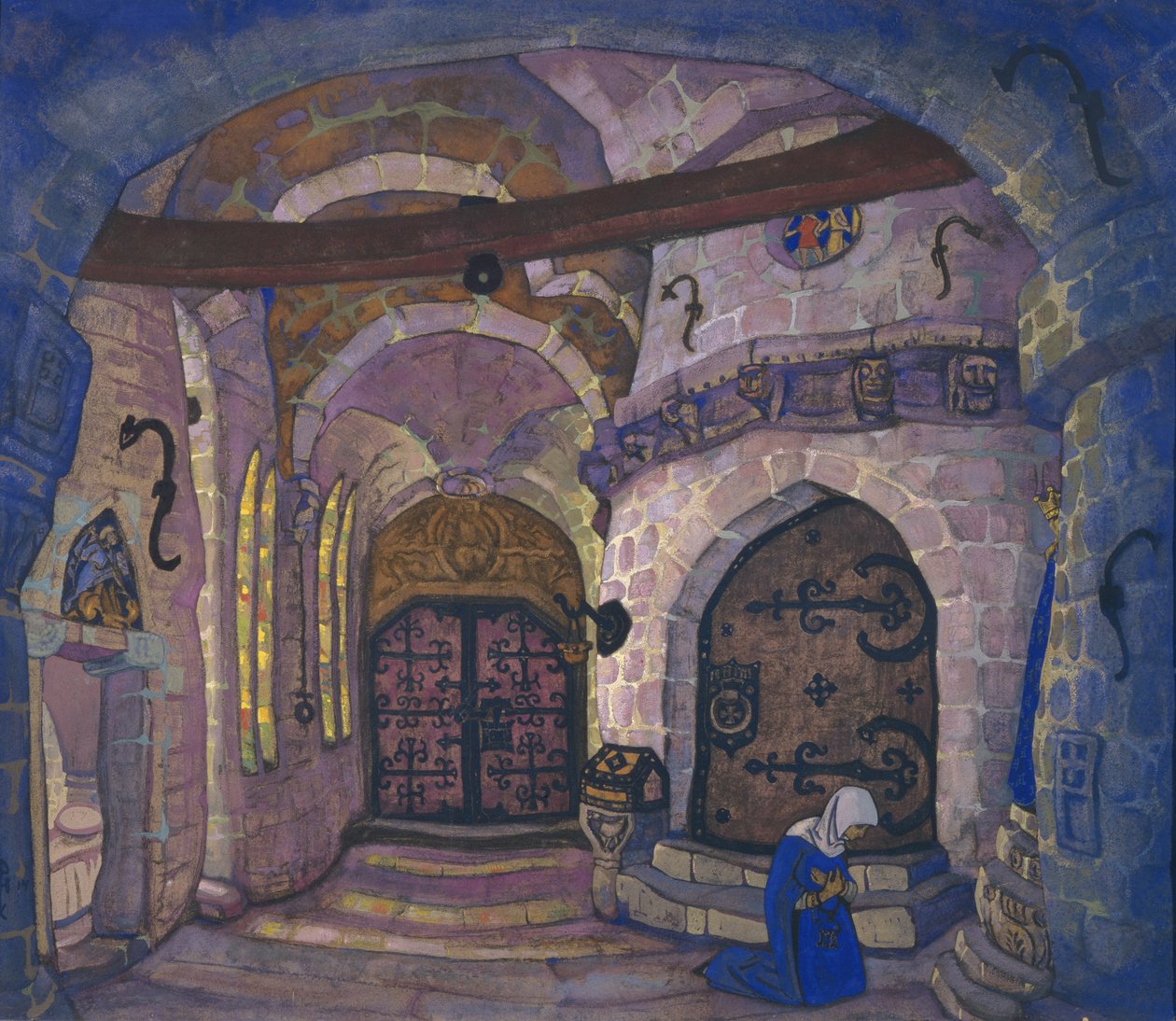 I Klosteret. Scenedesign til operaen Sister Beatrice af A. Davydov, 1914 af Nikolai Konstantinowitsch Roerich