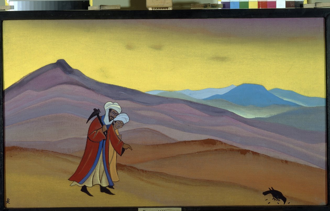 Khosrow og Shirin. Persisk legende fra det 13. århundrede: kærlighedshistorie mellem sassanidernes konge Khosrow II og den kristne prinsesse Shirin. Maleri af Nicholas Roerich (1874-1947), tempera på lærred af Nicholas Roerich