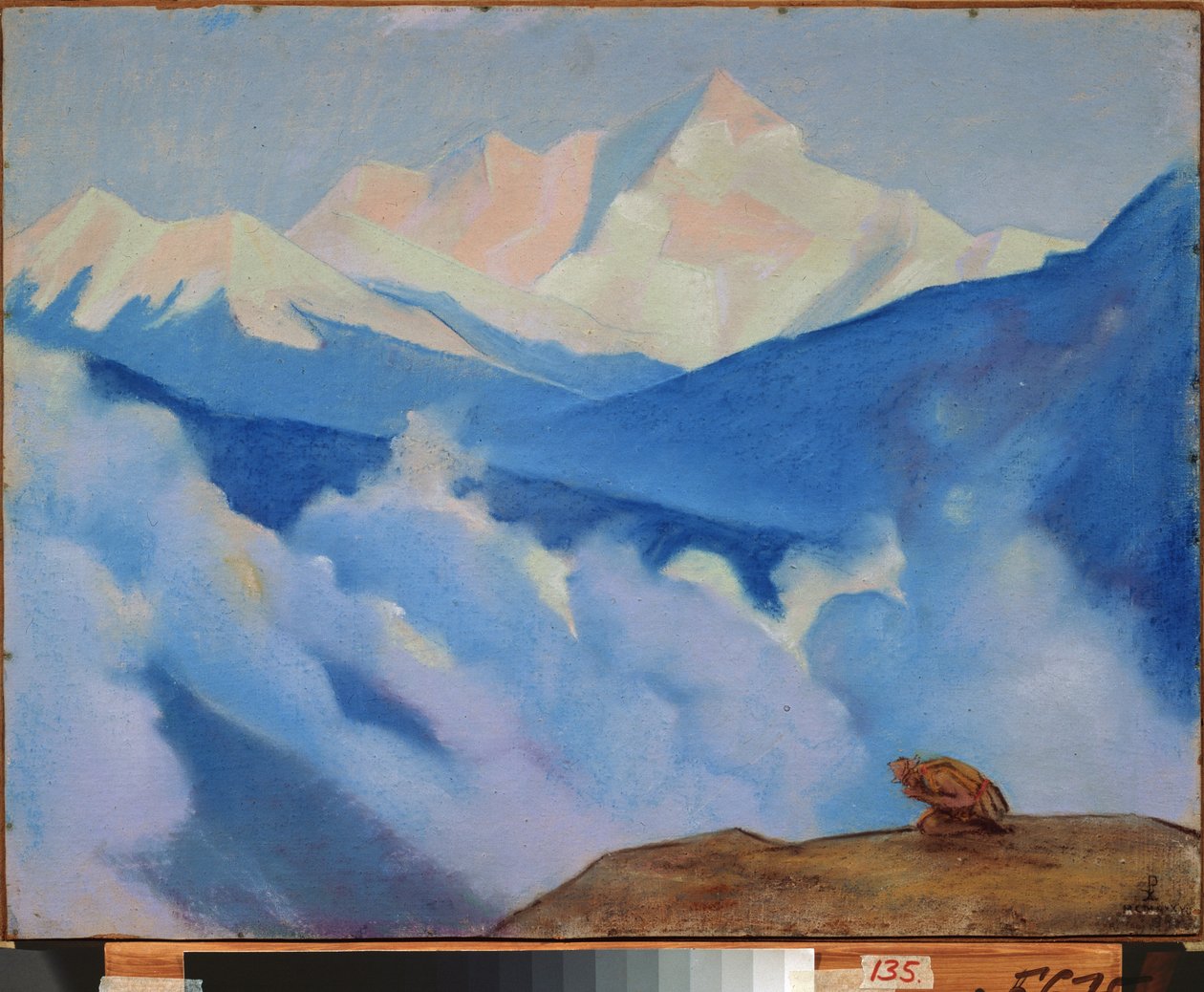 Himalaya (Tibet). Værk af Nicholas Roerich (1874-1947), tempera på pap af Nicholas Roerich