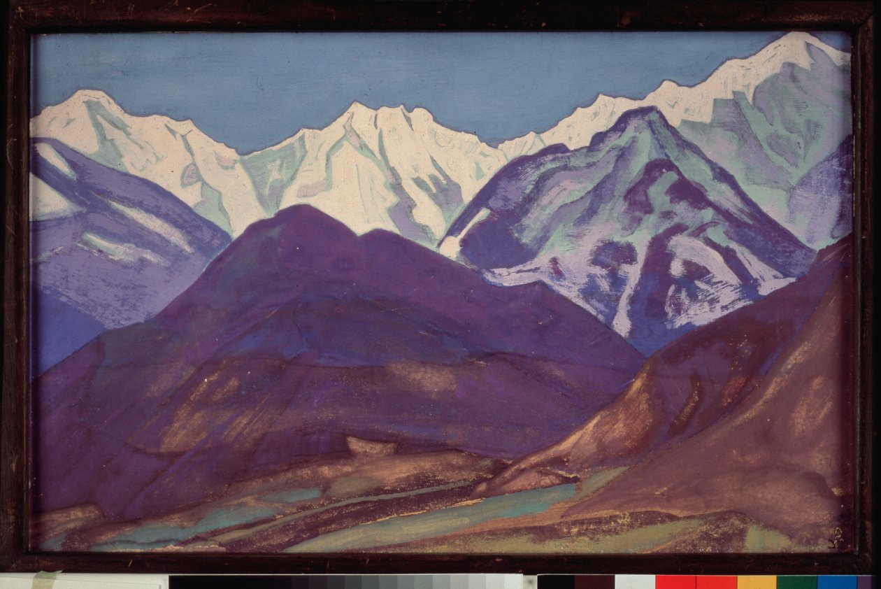 Kuluta (Kulu-dalen, Himalaya-massivet) (Indien). Maleri af værk af Nicolas (Nicholas) Roerich (1874-1947), tempera på lærred af Nicholas Roerich