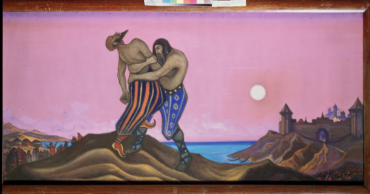 Duellen mellem Mstislav og Rededya. (Storprins Mstislav af Chernigov, kendt som Temeraire (983-1036). Maleri af Nicholas Roerich (1874-1947), tempera på lærred af Nicholas Roerich