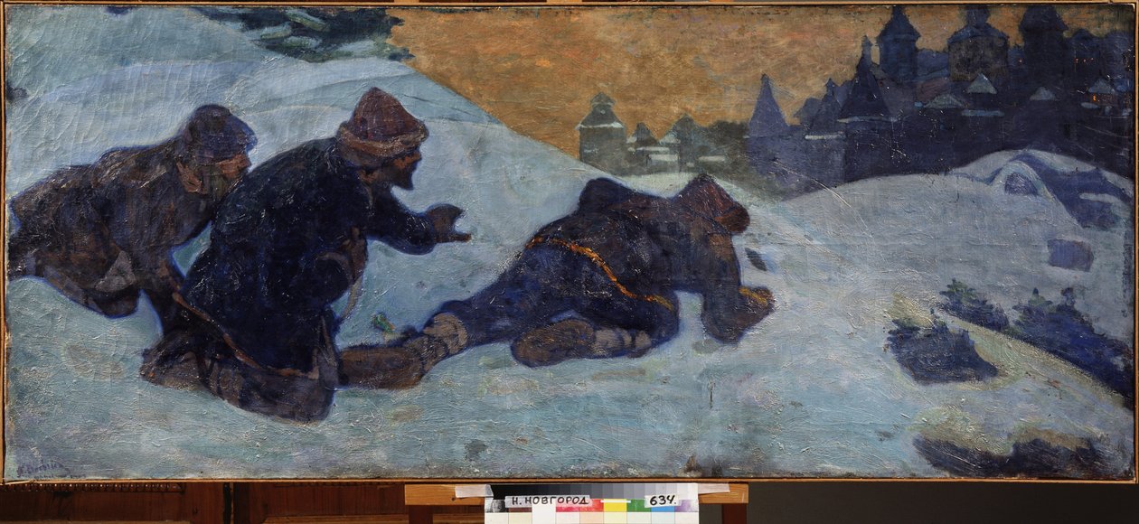 Spionerne. Maleri af Nicholas Roerich (1874-1947), tempera på lærred af Nicholas Roerich