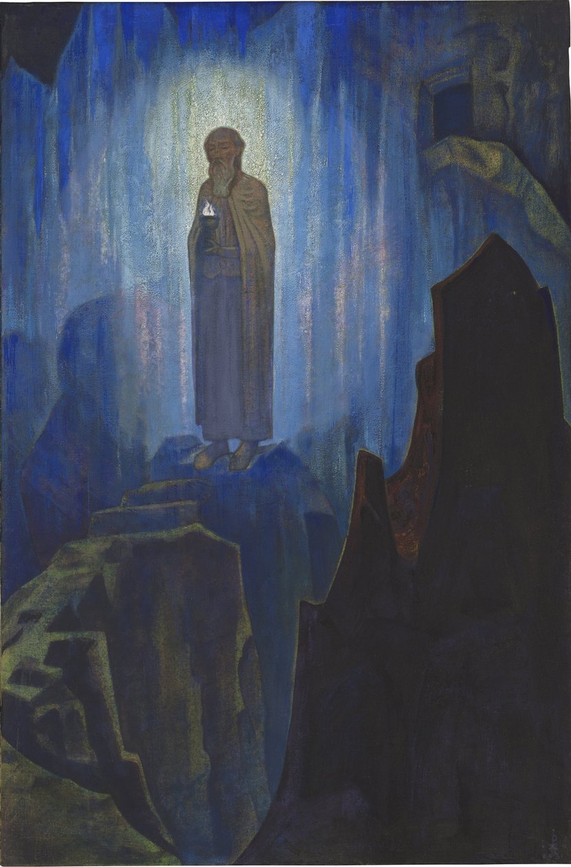 Lumiere celeste - Himlens lys af Roerich, Nicholas (1874-1947). Tempera på lærred, størrelse: 124x80 af Nicholas Roerich