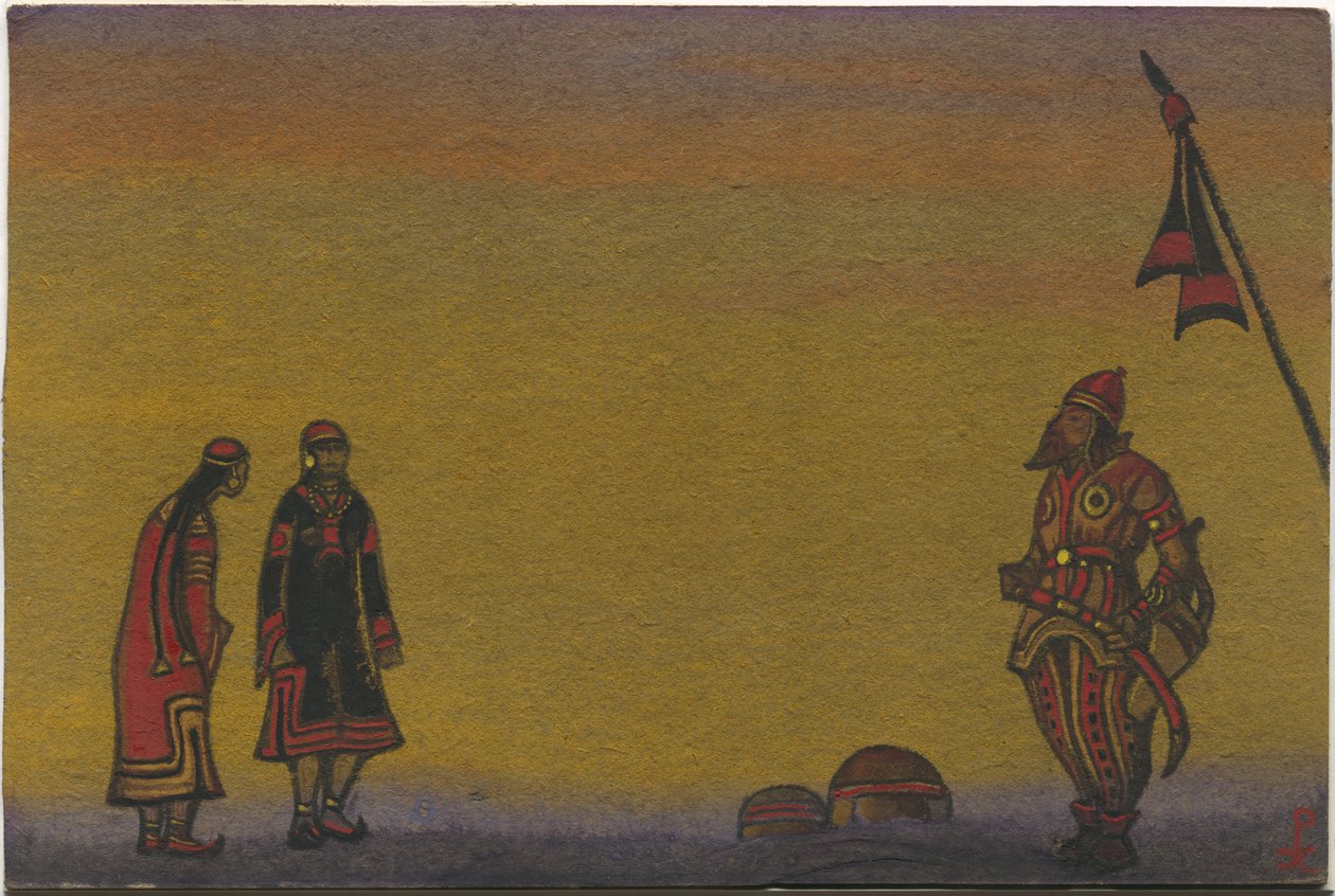 Polovtsians, Polovtsian and Maidens, kostumedesign til "Polovtsian Dances" fra Borodins opera "Prince Igor", 1943 af Nicholas Roerich