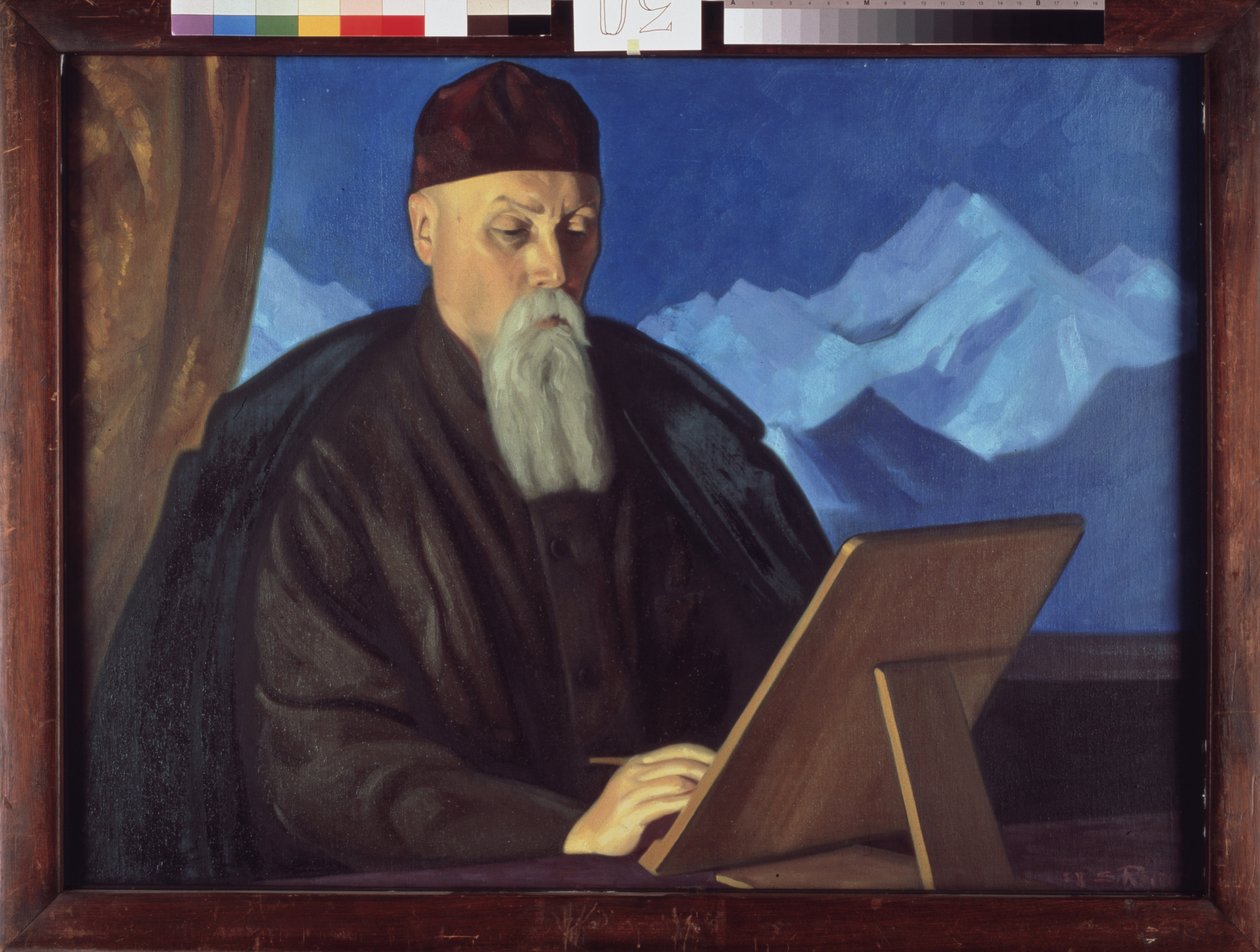 Portræt af kunstneren Nicolas (Nicholas) Roerich (1874-1947). Maleri af Sviatoslav Nikolayevich Roerich (1904-1993), tempera på lærred. Russisk kunst, 20. århundrede, moderne kunst. Statens Tretyakov-galleri, Moskva. af Nicholas Roerich