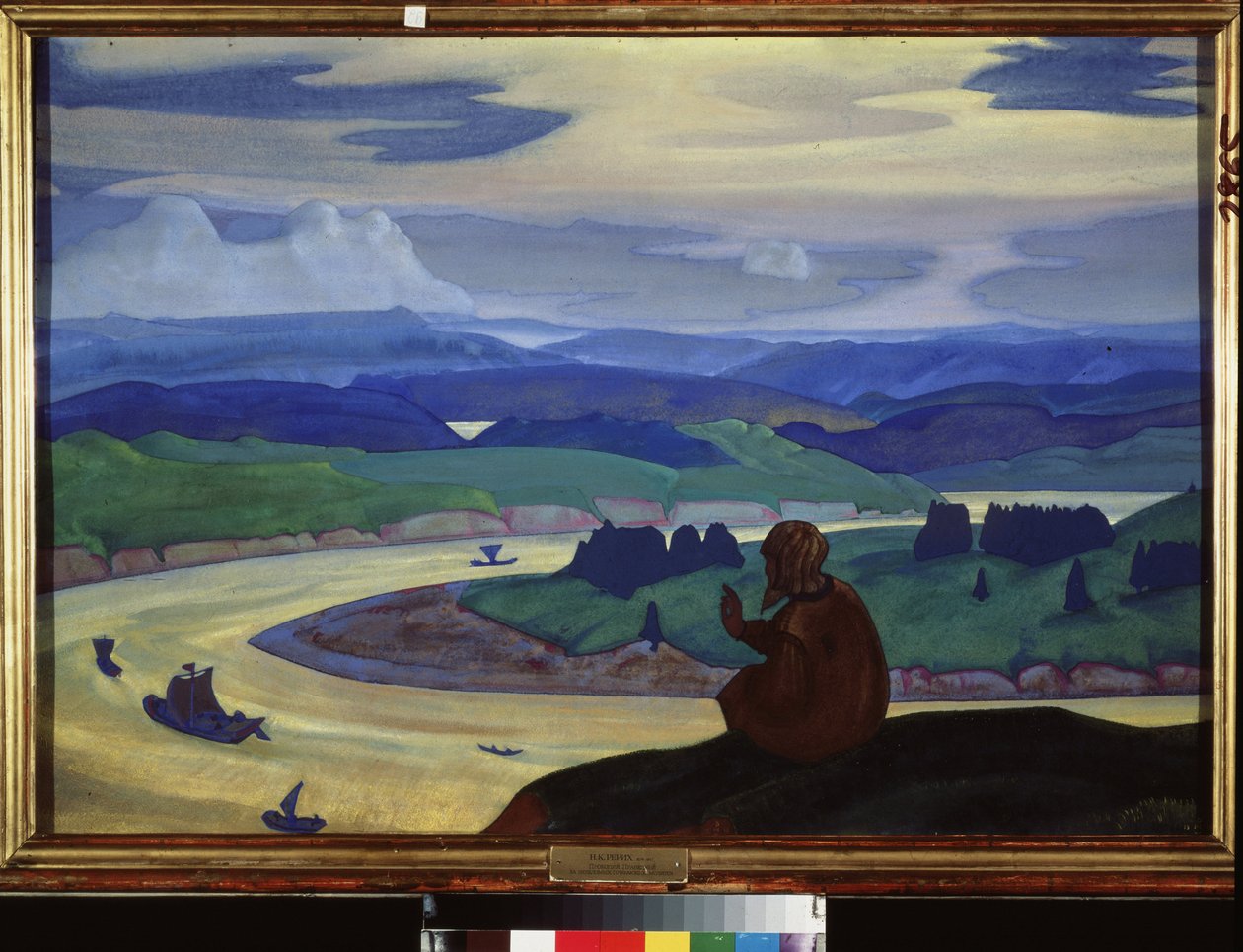 Procope den Store (eller Le Tondu) (ca. 1380-1434) beder for ukendte rejsende. Værk af Nicholas Roerich (1874-1947), tempera på pap af Nicholas Roerich