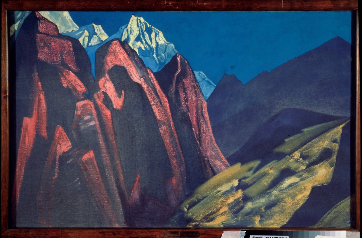 Hans skygge (lærerens skygge). Værk af Nicolas (Nicholas) Roerich (1874-1947), tempera på lærred af Nicholas Roerich