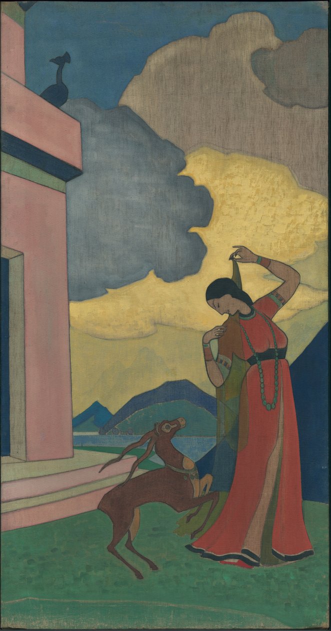 Sangen om morgenen, dekorativt panel, "Dreams of Wisdom"-serien, 1920 af Nicholas Roerich