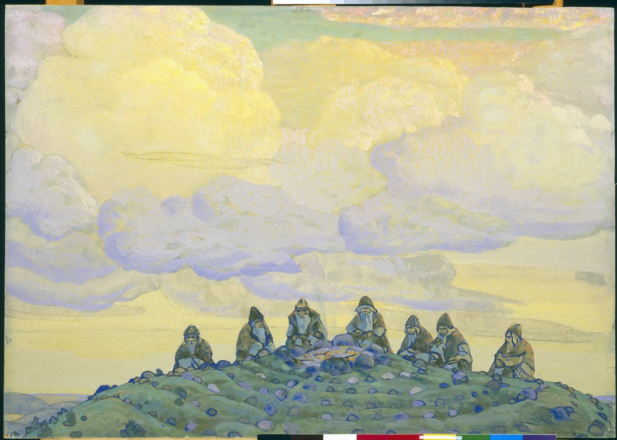 The Great Sacrifice: indretning til balletten "The Rite of Spring" af Igor Stravinsky, 1910 af Nicholas Roerich